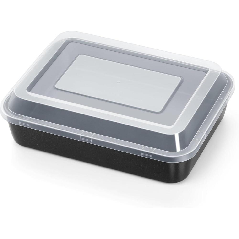 E-far 12.5 x 9.7 Inch Baking Pan, Nonstick Stainless Steel Rectangle Cake Pan for Baking Brownies Casseroles Lasagna, Stainless Steel Core & Nonstick Coating, Non-toxic & Oven Safe(2)