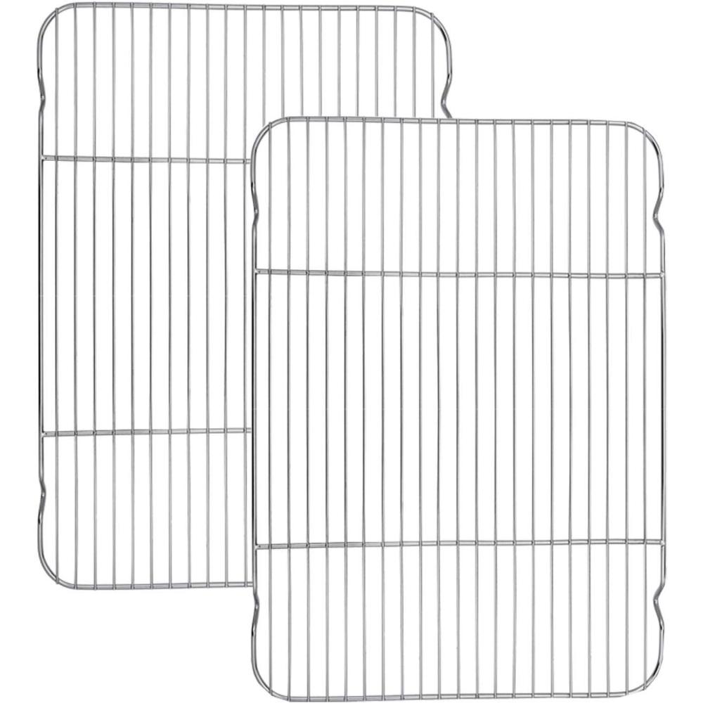 Baking Cooling Rack Set of 2, E-far 16.5″x11.5″ Stainless Steel Metal Roasting Cooking Racks, Fits in Half Sheet Cookie Pans, Non Toxic & Rust Free, Oven Proof & Dishwasher Safe(Ladder(16.6 x 11.6))