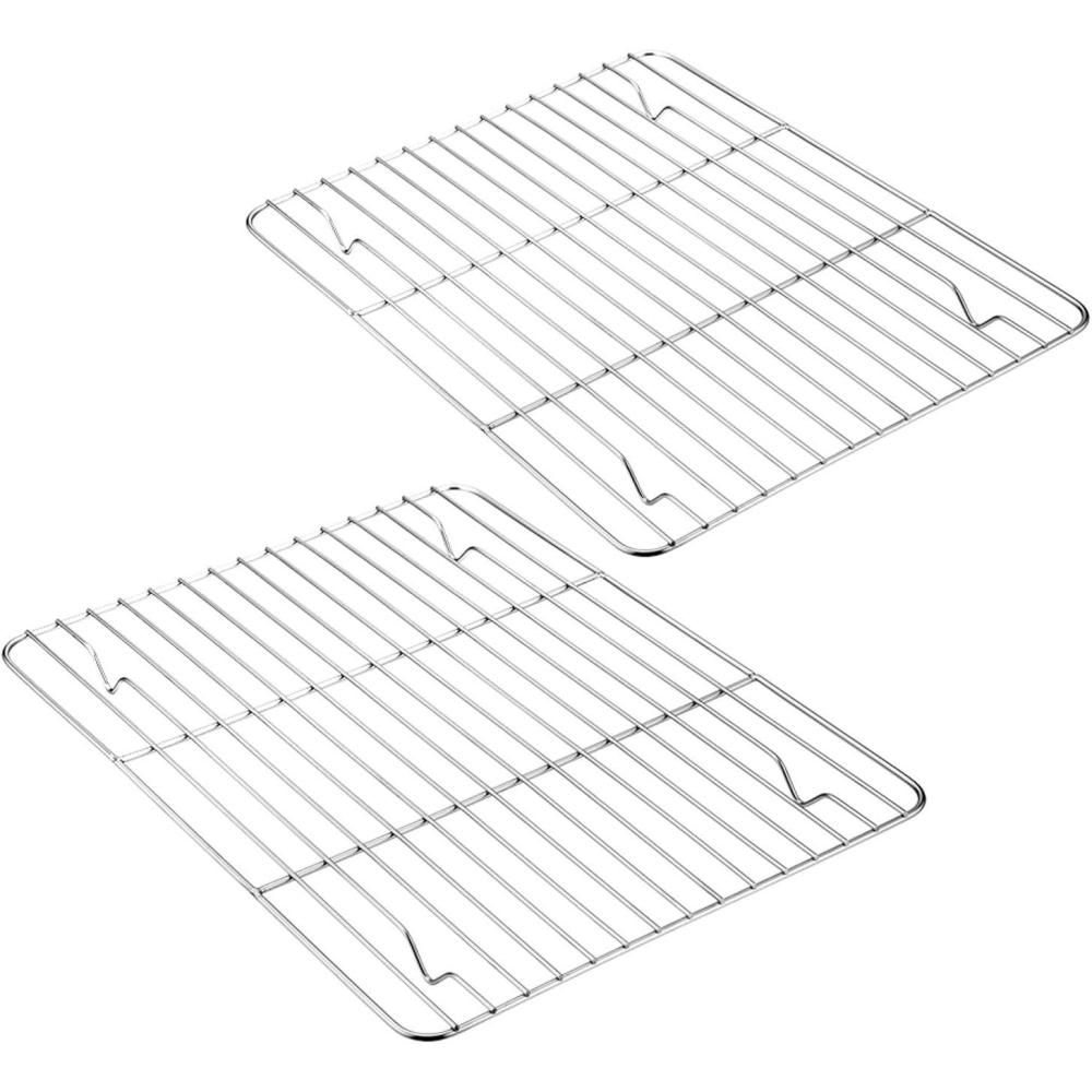 E-far Small Baking Cooling Rack Set of 2, Stainless Steel Metal Roasting Cooking Racks, Size – 9.7″x7.3″, Non Toxic & Rust Free, Fit for Toaster Oven, Dishwasher Safe(11.6″ x 9″)