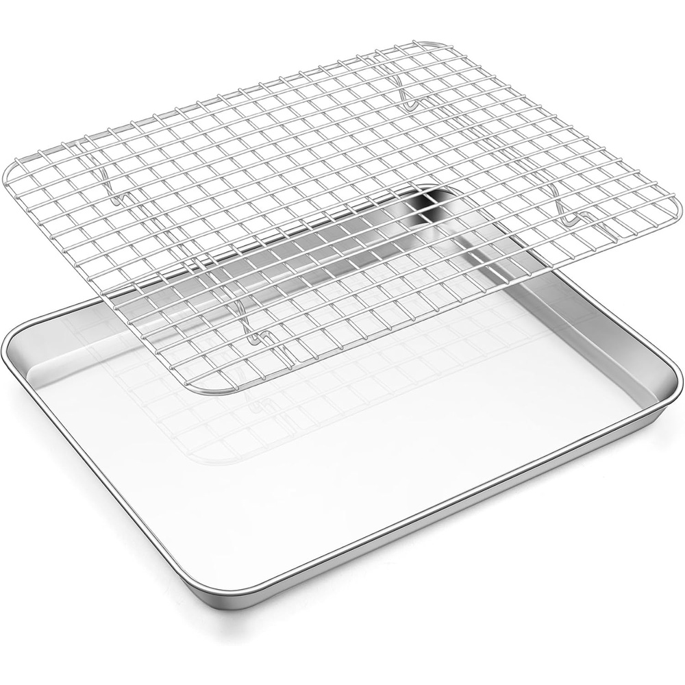 E-far Large Baking Sheet with Wire Rack, 20″ x 14″ (1 Pan +1 Cooling Rack)(12.5″x9.5″)