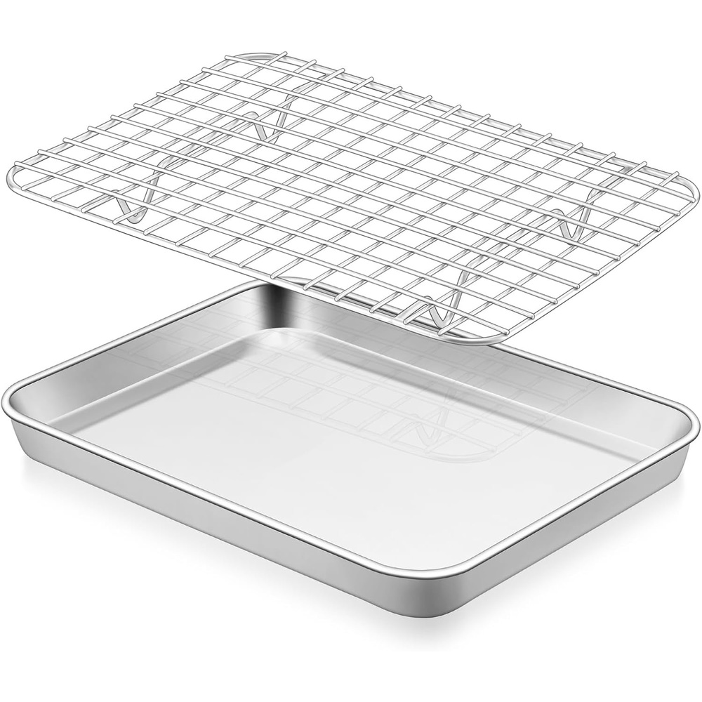 E-far Large Baking Sheet with Wire Rack, 20″ x 14″ (1 Pan +1 Cooling Rack)(9.3″x7.3″)
