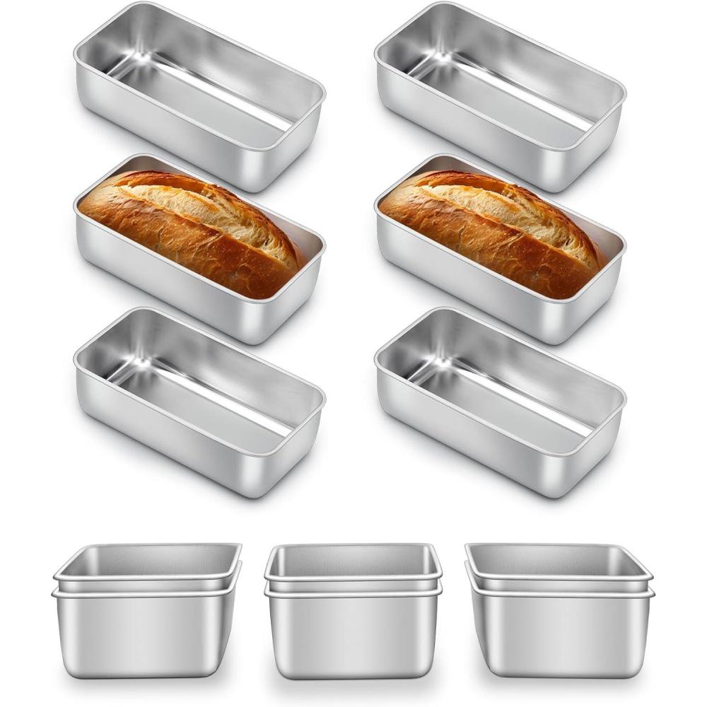 E-far Loaf Pan for Homemade Bread-2 Pack, 12 x 5 Large Stainless Steel Loaf Pans, Long Metal Bread Baking Mold for Banana Cake Meatloaf Sourdough Lasagna, Nontoxic & Dishwasher Safe(12)