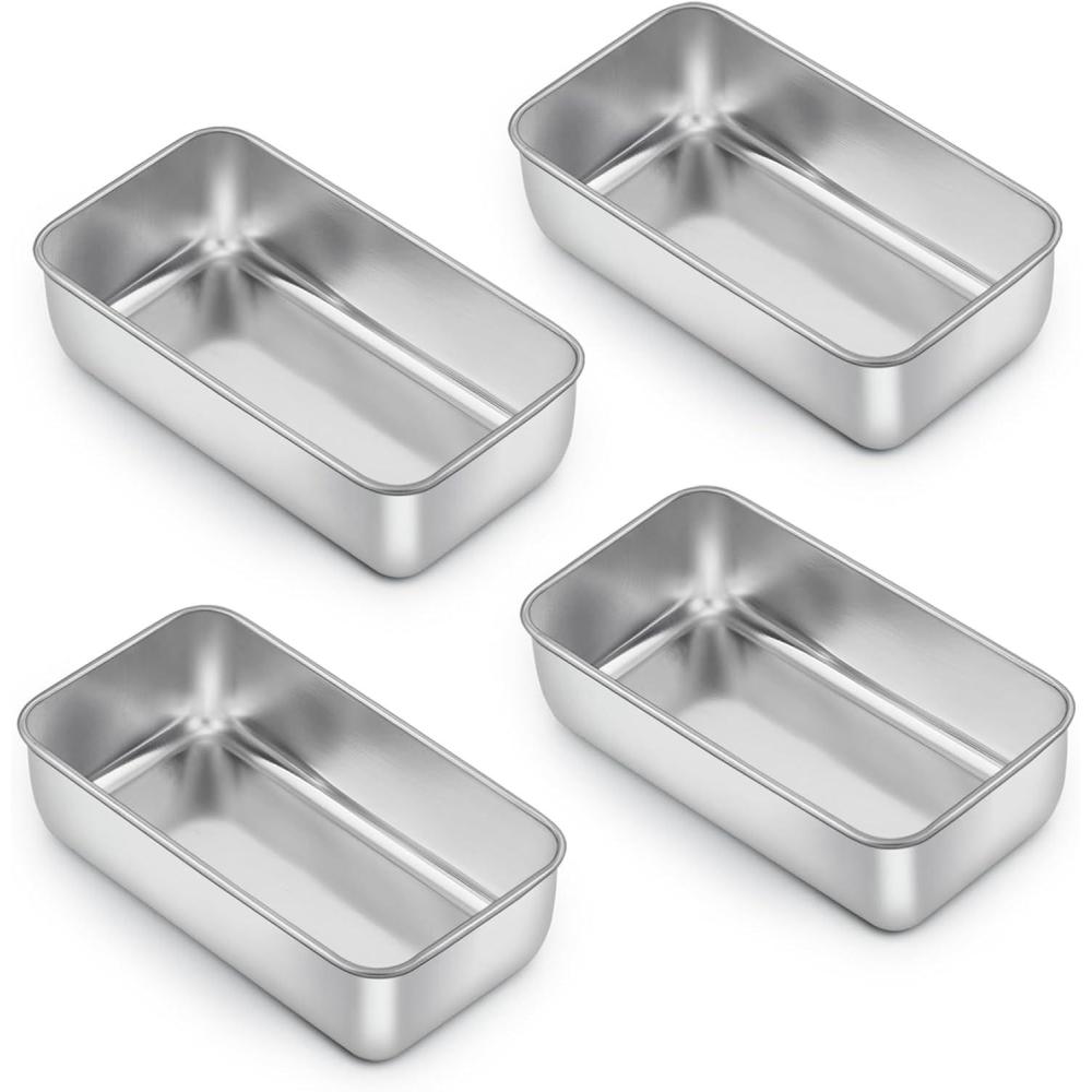 E-far Loaf Pan for Homemade Bread-2 Pack, 12 x 5 Large Stainless Steel Loaf Pans, Long Metal Bread Baking Mold for Banana Cake Meatloaf Sourdough Lasagna, Nontoxic & Dishwasher Safe(4)