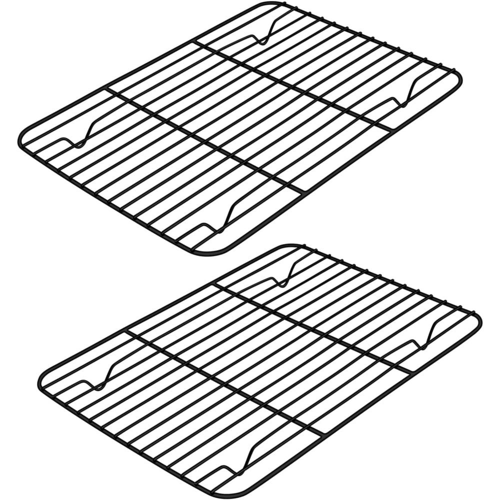 Cooling Rack Set of 2, E-far 1/2 Sheet Baking Racks for Oven Cooking Roasting Grilling, Non-stick 16.4 x 11.4 Wire Rack for Cookie Cake Bacon Meat Resting, Non-toxic & Easy to Clean(8.7 x 6.2)