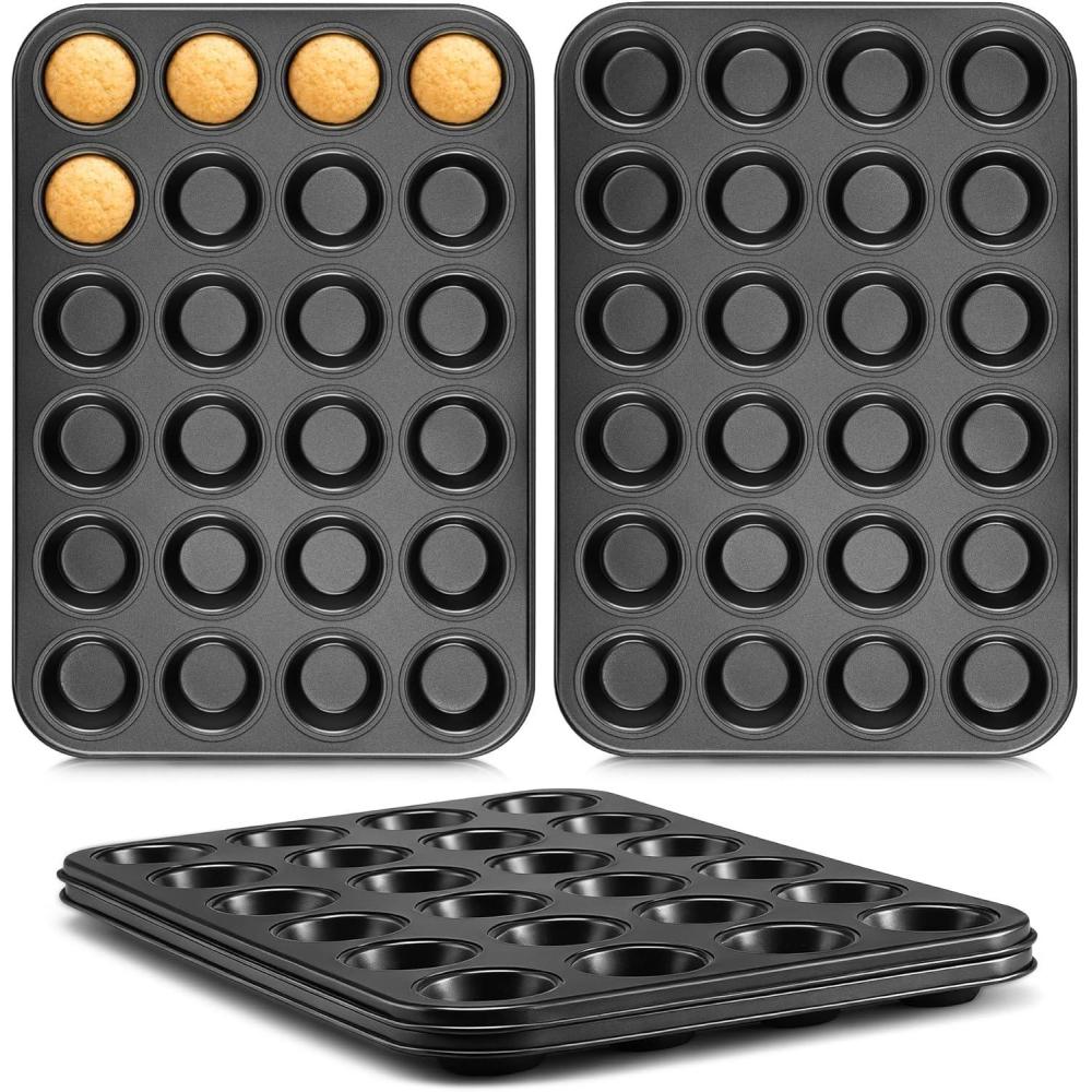 E-far Mini Muffin Pan – 24-Cup Nonstick Carbon Steel Cupcake Tin for Perfect Mini Muffins & Cupcakes, Warp-Free for Even Baking & Easy Release, Oven & Dishwasher Safe(4)