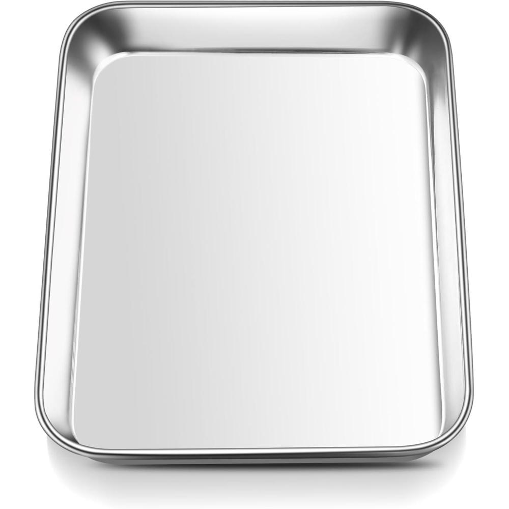 E-far Cookie Sheet for Baking, 18x13 Stainless Steel Baking Sheet Pan for Oven, Large Non Toxic Metal Baking Tray for Cake Cookies, Healthy & Rust Free, Mirror Finish & Dishwasher Safe, 1 Pack(1)