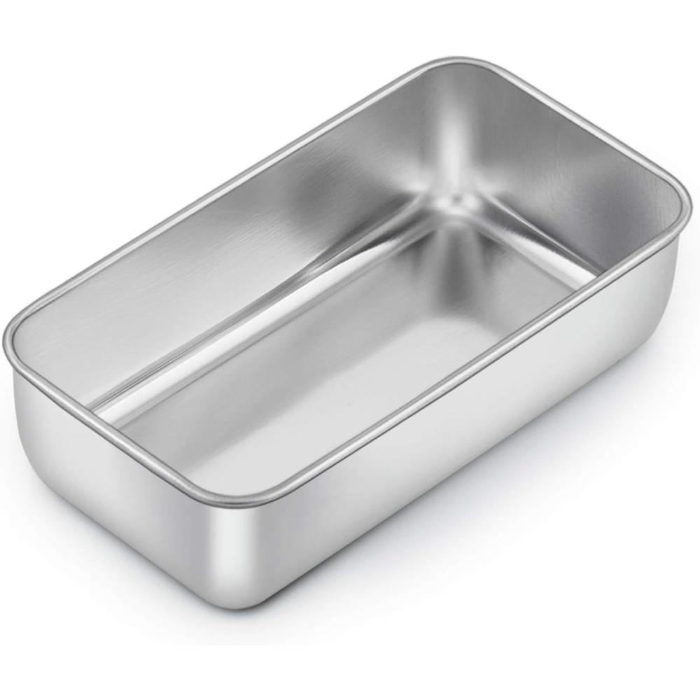 E-far Loaf Pan for Homemade Bread-2 Pack, 12 x 5 Large Stainless Steel Loaf Pans, Long Metal Bread Baking Mold for Banana Cake Meatloaf Sourdough Lasagna, Nontoxic & Dishwasher Safe(1)
