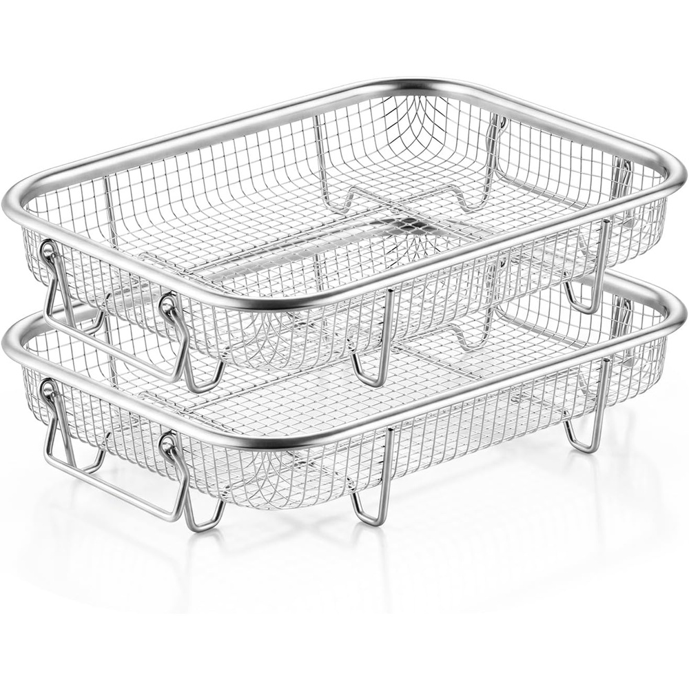 E-far 11.8 Air Fryer Basket for Oven, 3 Pcs Stainless Steel Air Fryer Rack(2)