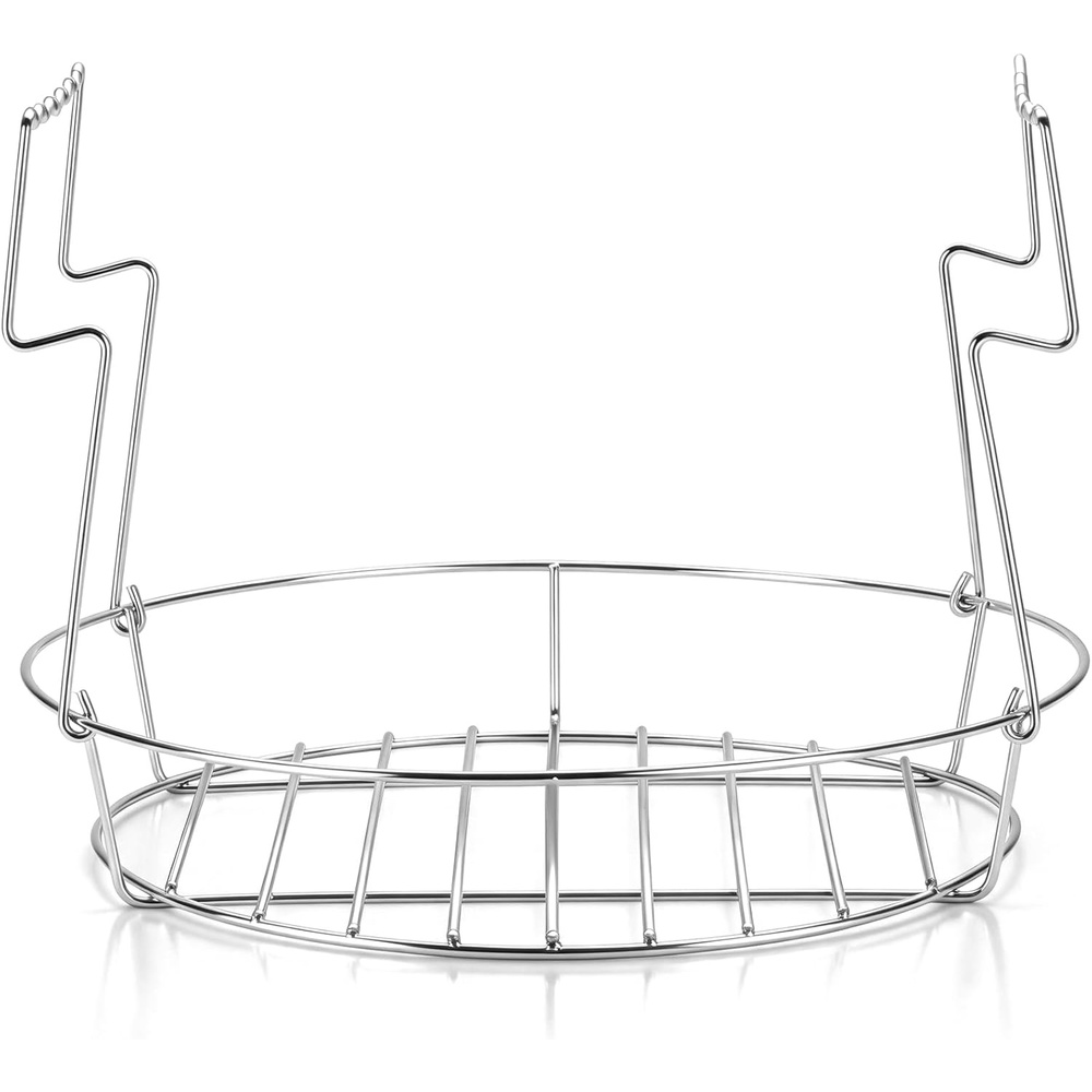 E-far 11.4 Stainless Steel Canning Rack, Jar Rack for Water Bath Canner | Fits Pots 12.4″ Dia. & Up, Holds 7 Pint or 6 Quart Jars, Jar Lifter with Foldable Handles, Reinforced Frame, Dishwasher Safe