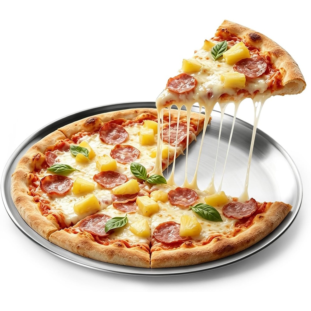 E-far 16 Stainless Steel Pizza Pan for Oven, Pizza Baking Tray Set of 2 | Large Metal Pizza Plate, Heavy-duty Round Baking Sheet, Healthy & Non-toxic, Rust-resistant & Dishwasher Safe(1)