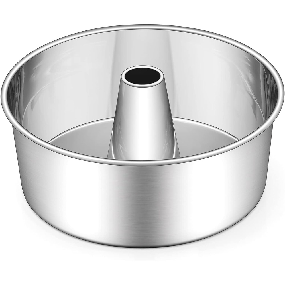 E-far 10-Inch Angel Food Cake Pan, Stainless Steel Tube Pan for Baking | Ideal for Pound Chiffon Cake, One-piece Design & Non-toxic, Dishwasher Safe(1 Piece)