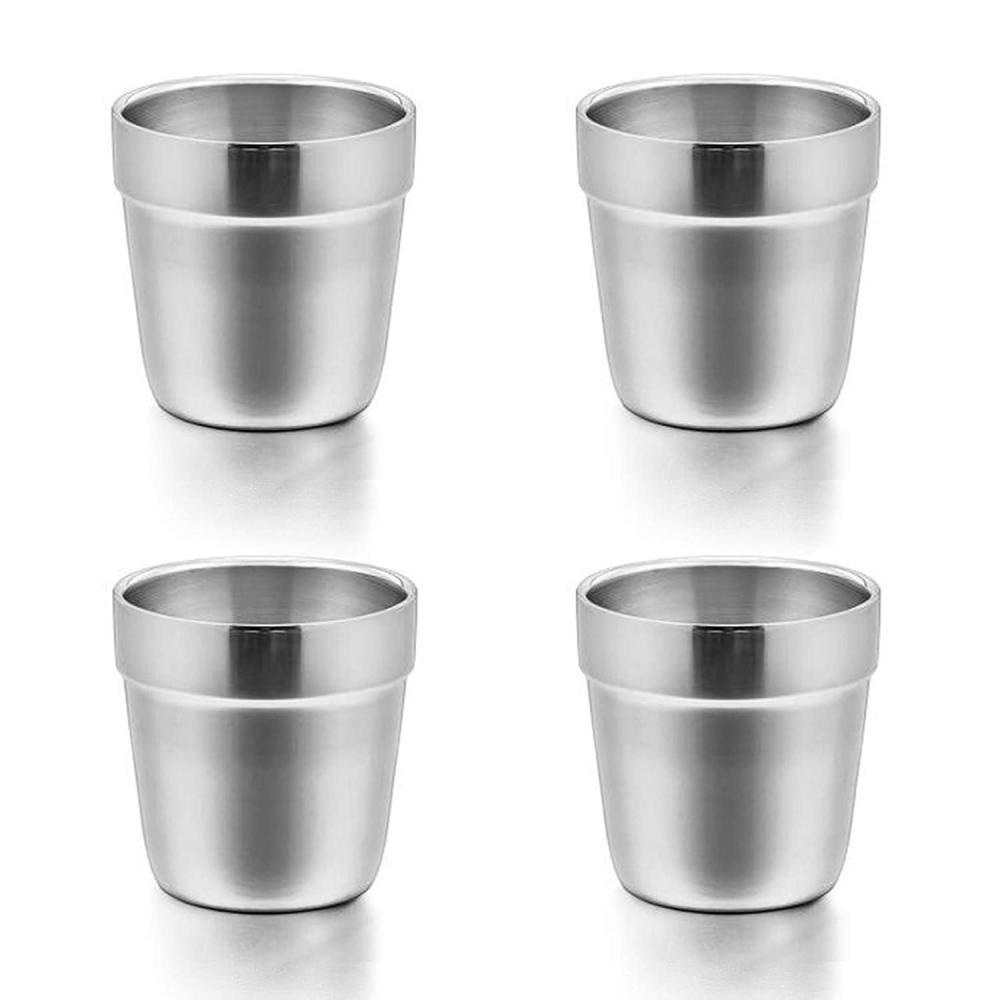E-far Cups for Toddlers Kids, 6 Ounce Stainless Steel Insulated Tumblers for Children Preschoolers, Training & Transition, Double Wall & Shatterproof, Mirror Polished & Dishwasher Safe – 6 Pack(Set of 4)