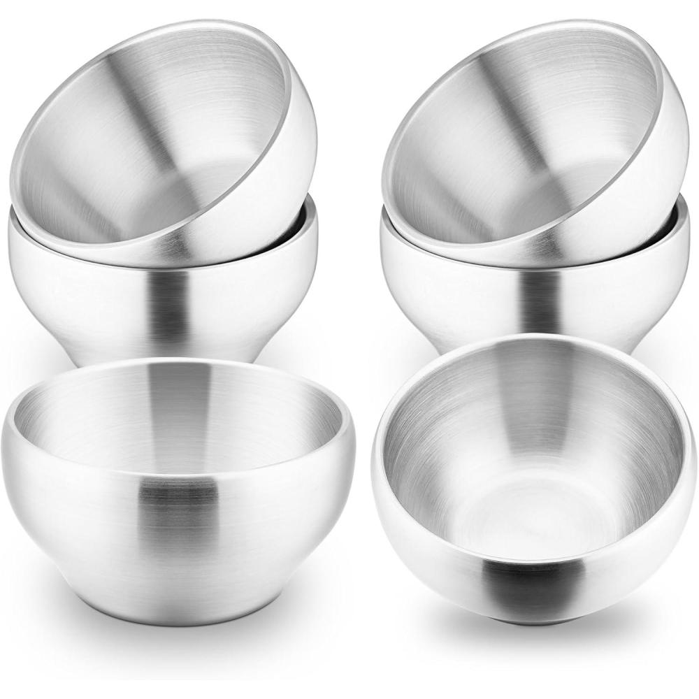E-far Bowls for Kids Toddlers, 12 Ounce Double-deck 18/10 Stainless Steel Bowls for Baby Children, Healthy & Matte Finish, Insulated & Shatterproof – Set of 4(6)