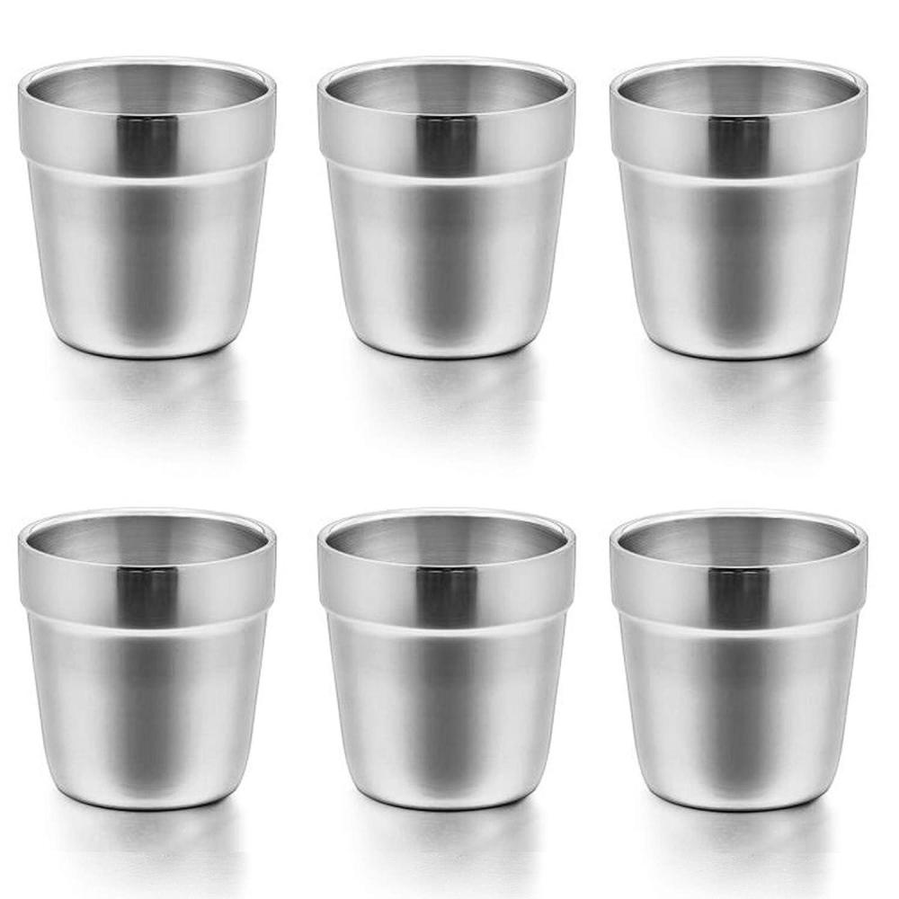 E-far Cups for Toddlers Kids, 6 Ounce Stainless Steel Insulated Tumblers for Children Preschoolers, Training & Transition, Double Wall & Shatterproof, Mirror Polished & Dishwasher Safe – 6 Pack(6 Count (Pack of 1))