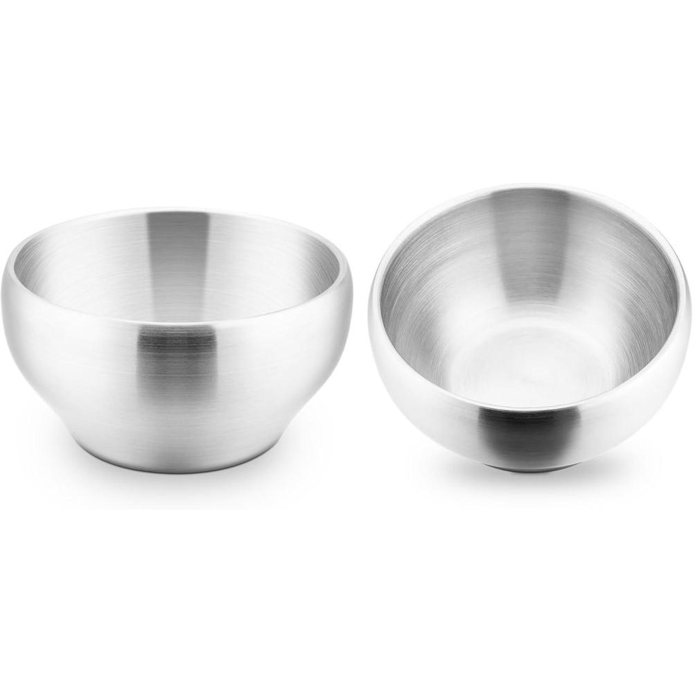 E-far Bowls for Kids Toddlers, 12 Ounce Double-deck 18/10 Stainless Steel Bowls for Baby Children, Healthy & Matte Finish, Insulated & Shatterproof – Set of 4(2)
