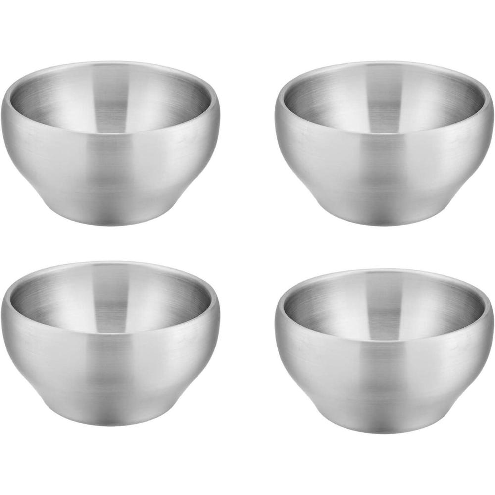 E-far Bowls for Kids Toddlers, 12 Ounce Double-deck 18/10 Stainless Steel Bowls for Baby Children, Healthy & Matte Finish, Insulated & Shatterproof – Set of 4(4)