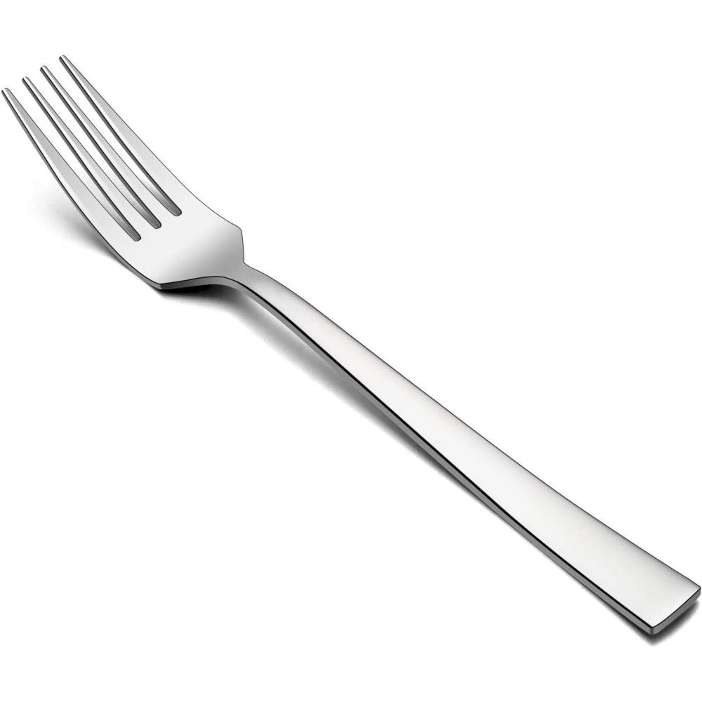 Dinner Forks Set of 6, E-far 7.9 Inch Stainless Steel Forks for Home, Kitchen or Restaurant, Non-toxic & Mirror Polished, Squared Edge & Dishwasher Safe(7.9 Inches)